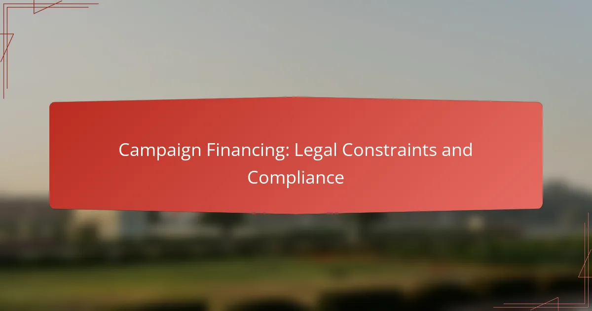 Campaign Financing: Legal Constraints and Compliance