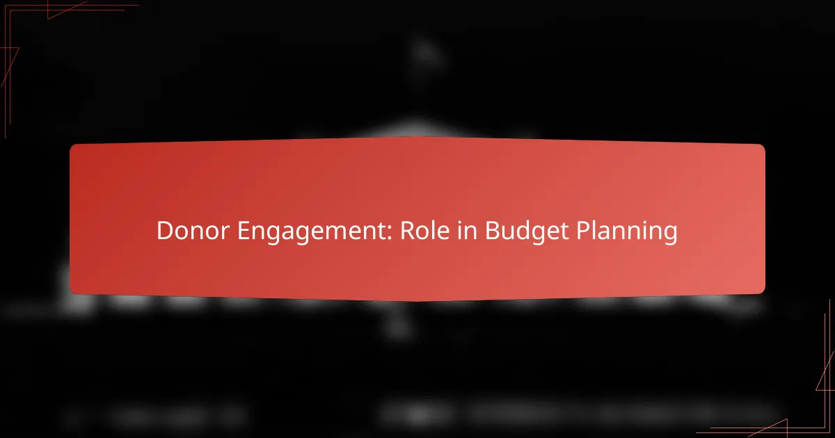 Donor Engagement: Role in Budget Planning