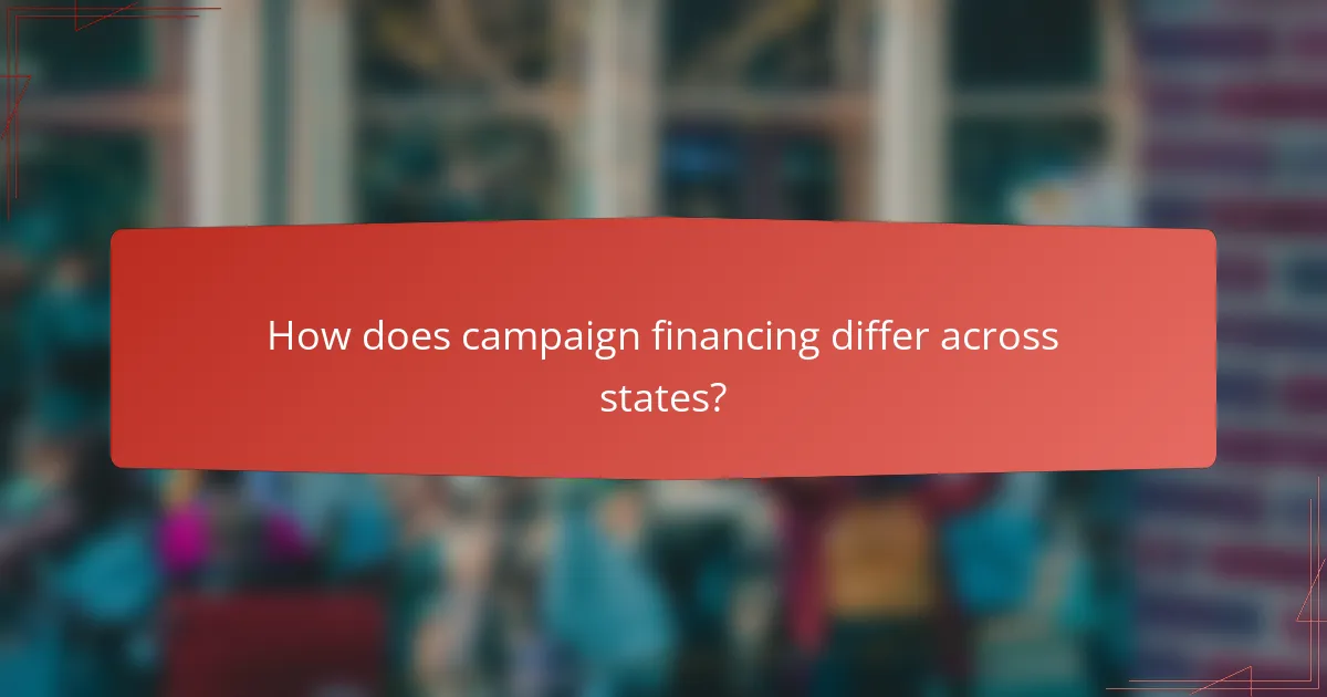 How does campaign financing differ across states?