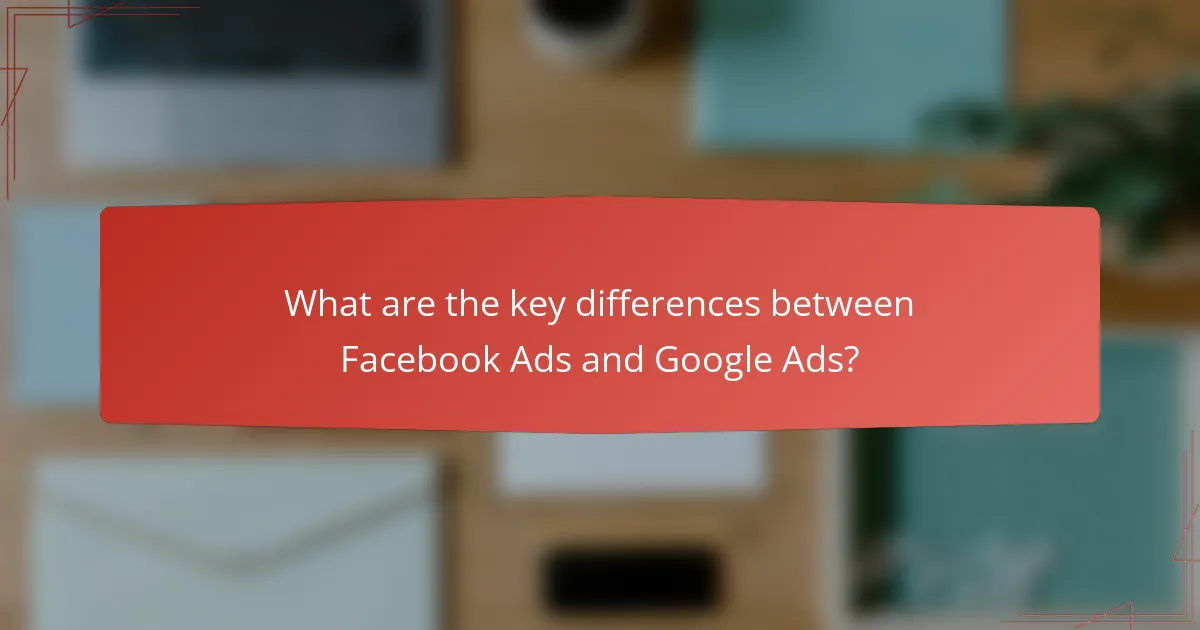 What are the key differences between Facebook Ads and Google Ads?