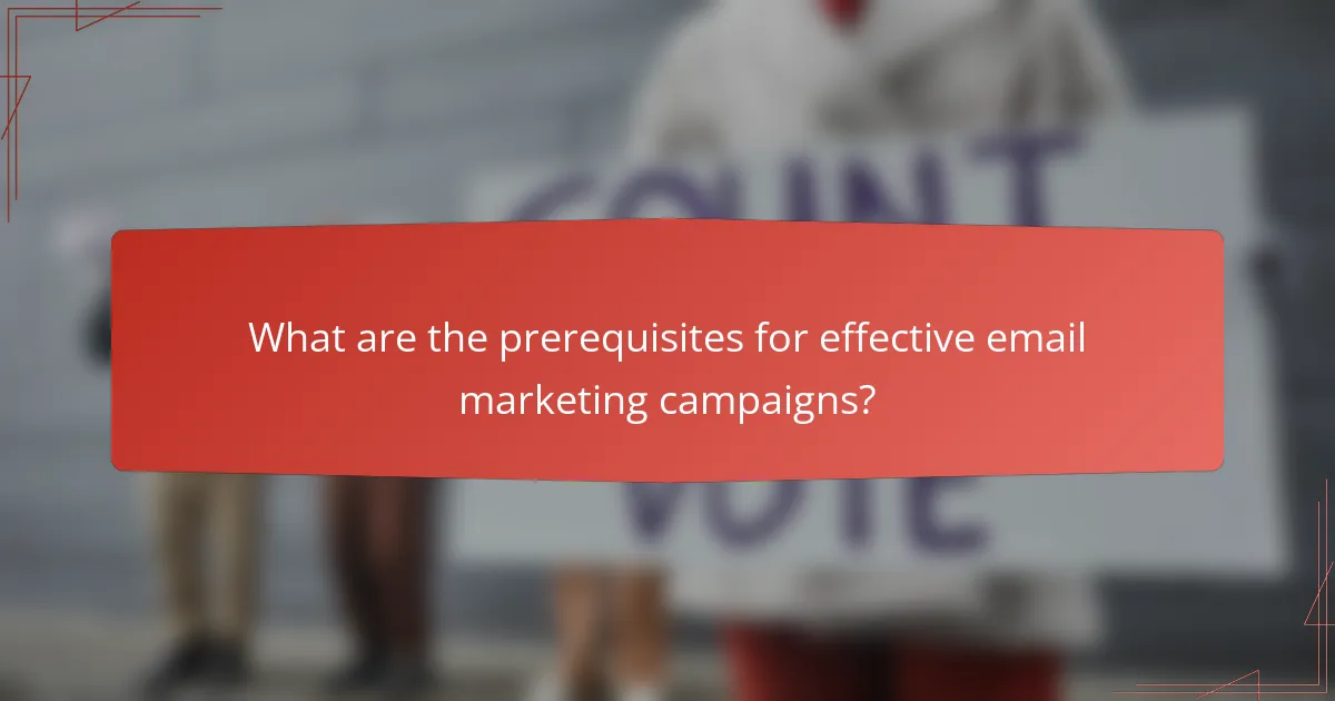 What are the prerequisites for effective email marketing campaigns?