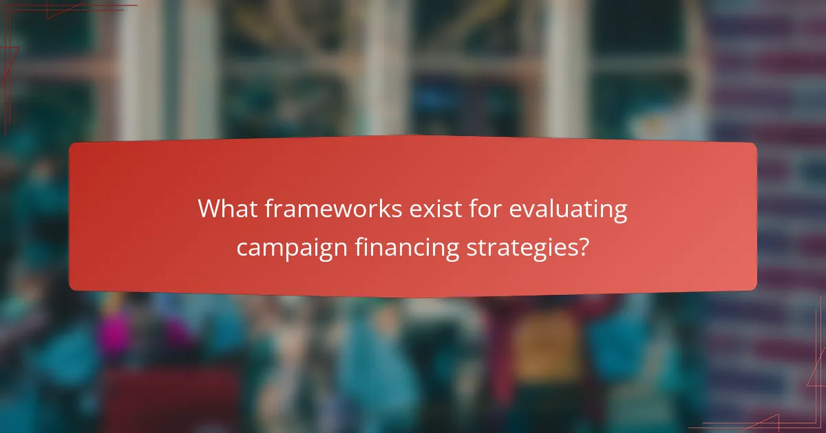 What frameworks exist for evaluating campaign financing strategies?